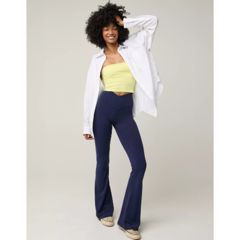 OFFLINE By Aerie Real Me High Waisted Crossover Flare Legging - Picture 1 of 10
